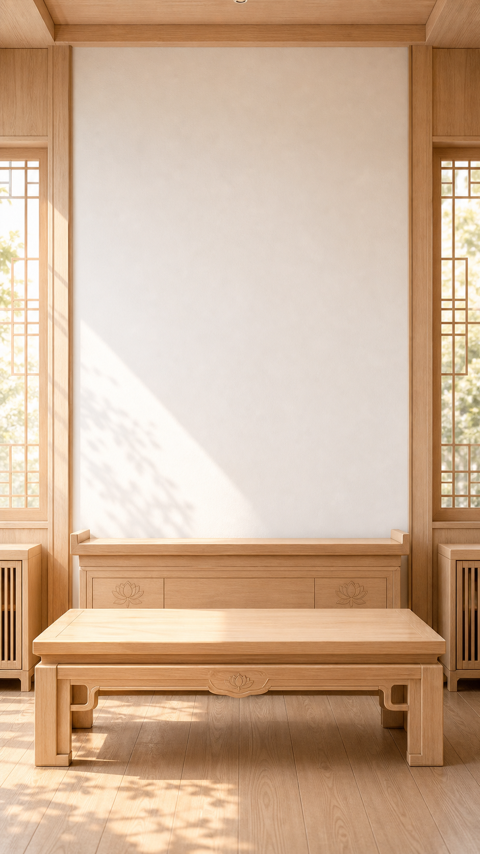 Bright wood background for a memorial space