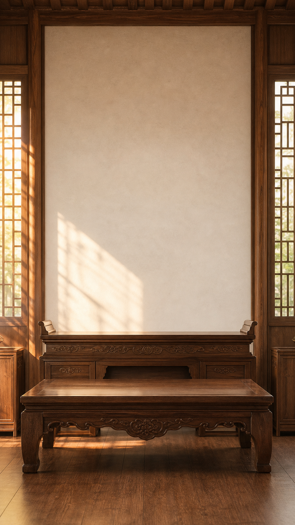 Wooden altar background for the worship space